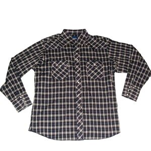 Wrangler 90s Vintage Mens Pearl Buttons Black Plaid Long Sleeve Shirt sz. XL New